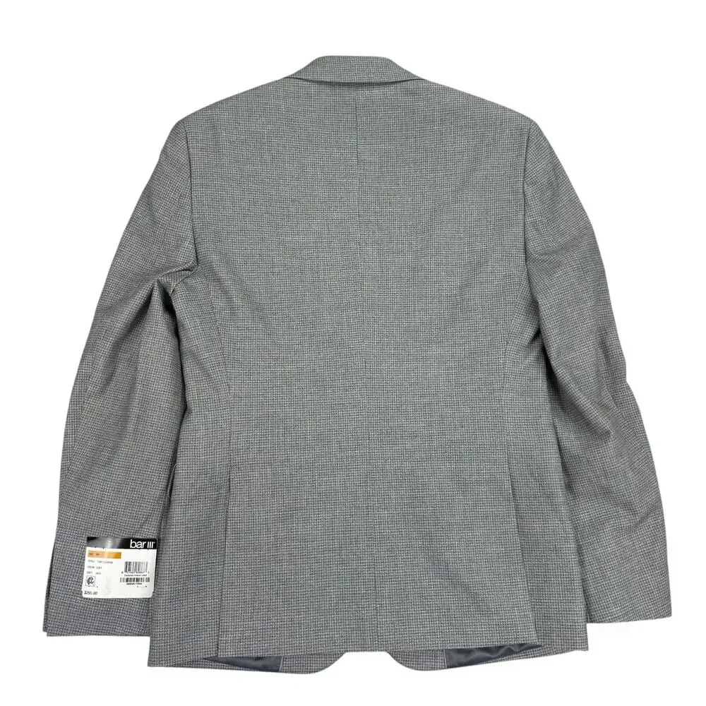 Bar III Mens Slim Fit Stretch Houndstooth Sport Coat Gray 36S